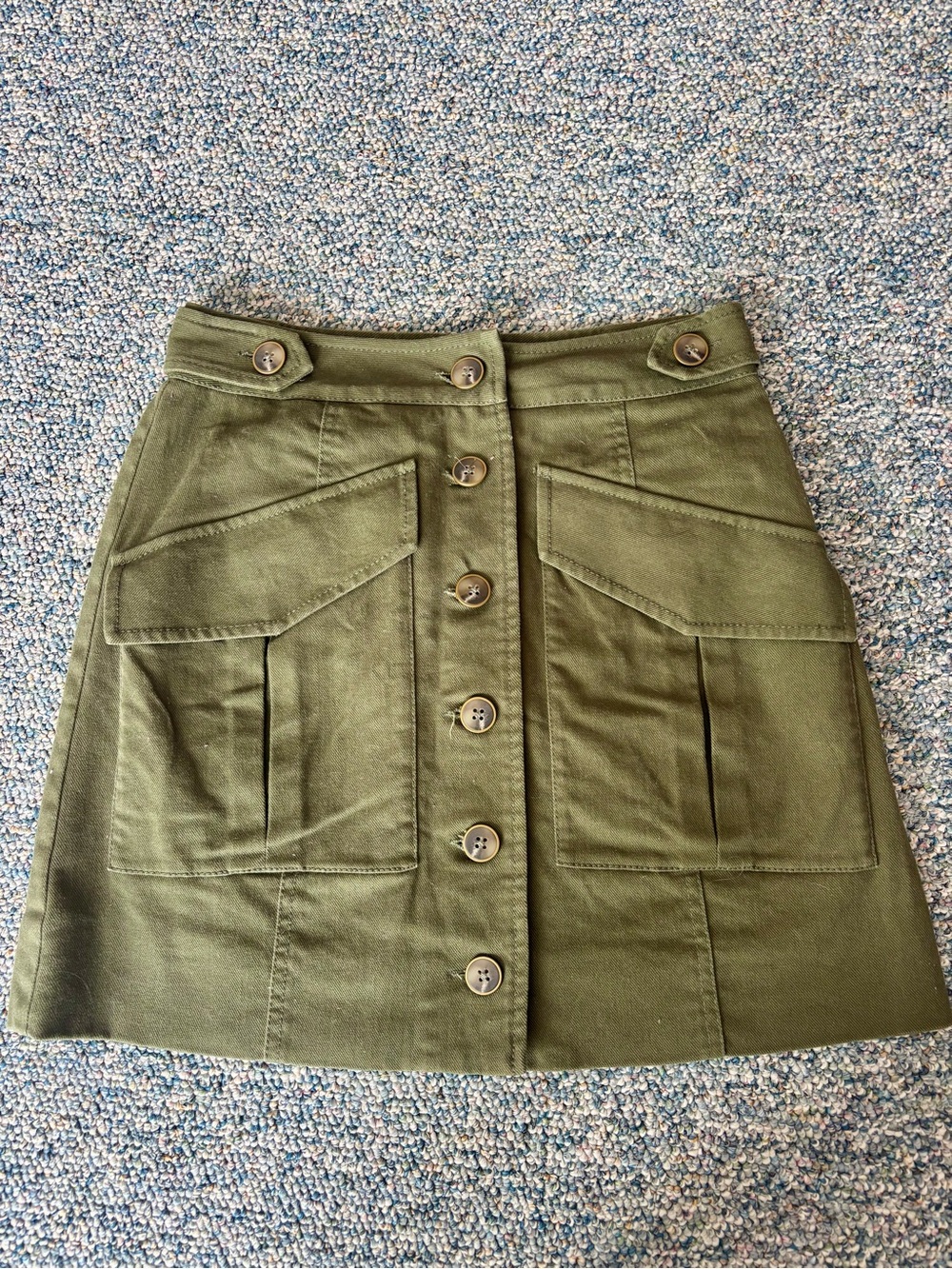Rachel Roy Olive Green Button-Front Utility Mini Skirt